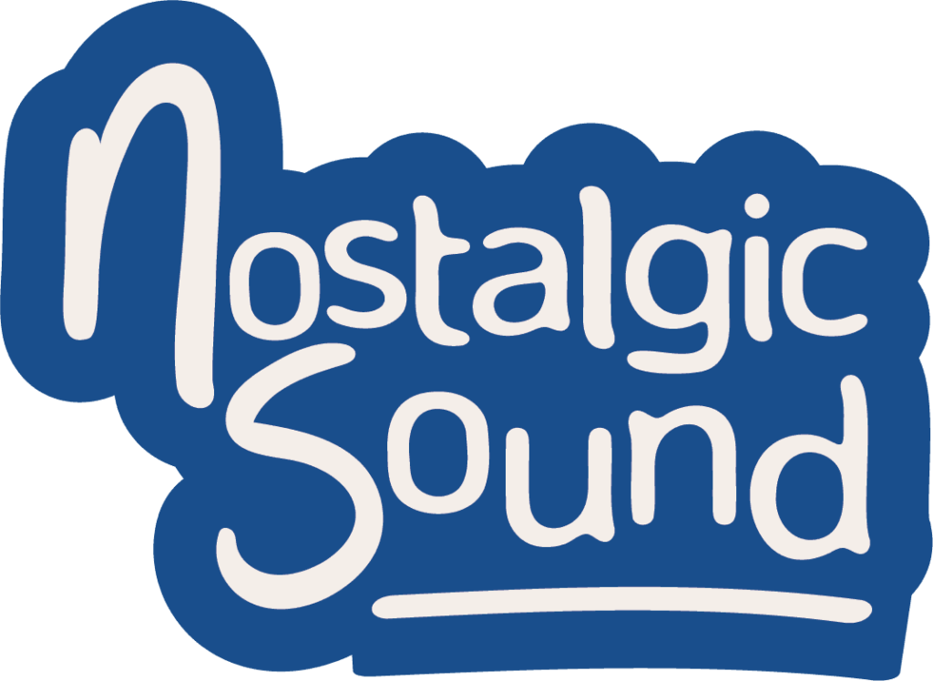Nostalgic Sound Outlined Logo beige on blue
