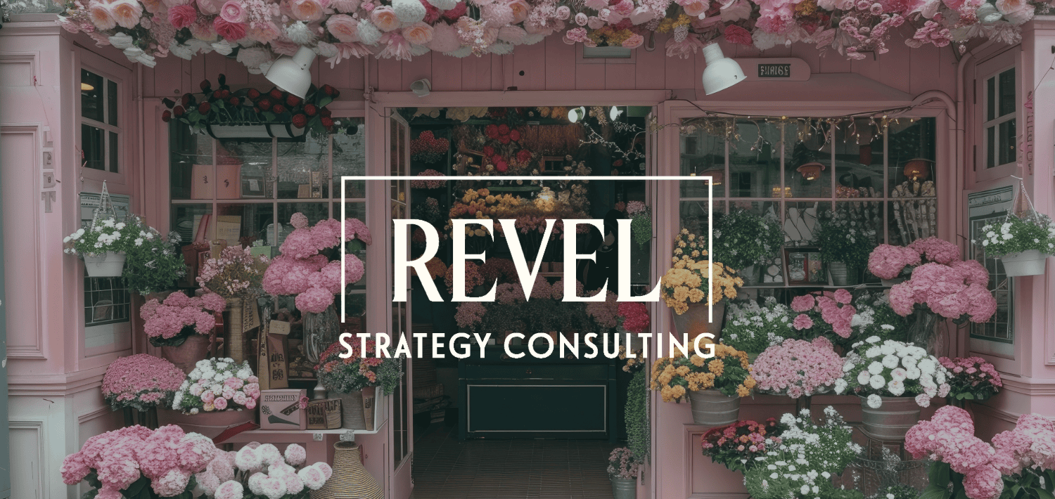 Revel logo on flower shop