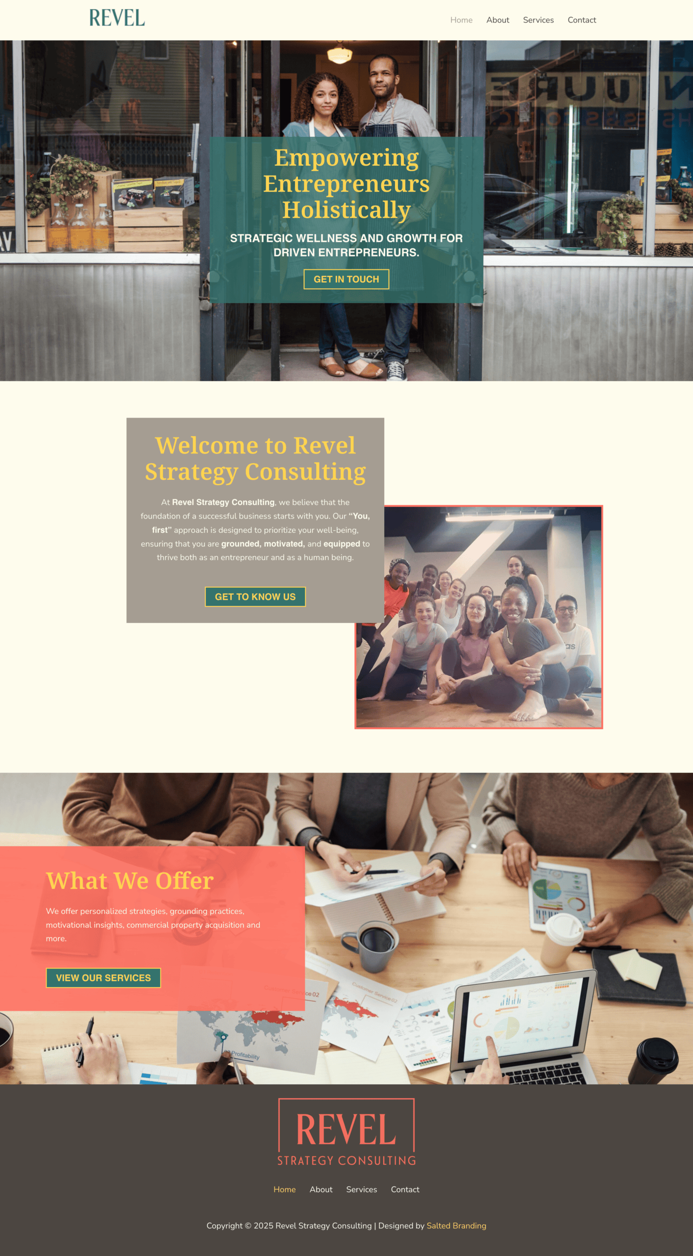 Revel homepage design